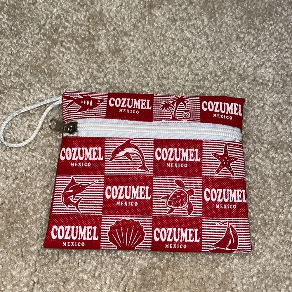 Small red Cozumel Mexico wristlet